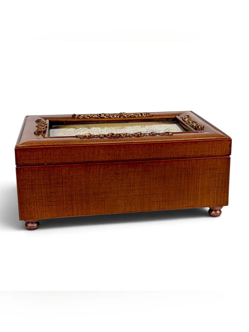 Cottage Garden Music Box Footed Jewelry Box What a Wonderful World Wood-Look